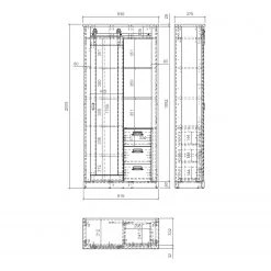 Ridgevalley Vitrine Shutter - Imitation pin blanc -Meubles de salle à manger Soldes Magasin 1000348680 220505 501 SKETCH DETAILS P000000001000348680 sketch