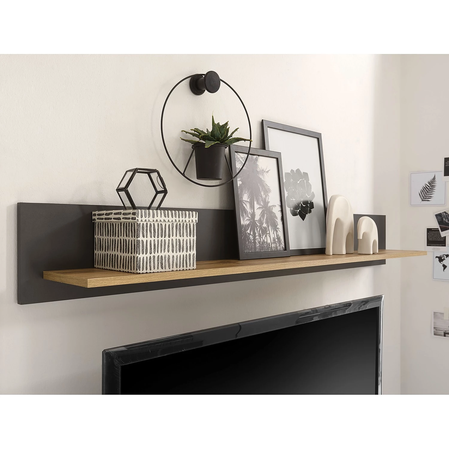 Loftscape Étagère murale Accra - Anthracite / Imitation chêne 2 Loftscape Étagère murale Accra - Anthracite / Imitation chêne – Image 2
