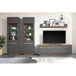 Loftscape Vitrine Accra - Anthracite / Imitation chêne -Meubles de salle à manger Soldes Magasin 1000348816 220506 022 MOOD DETAILS P000000001000348816 mood