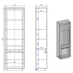 Loftscape Vitrine Accra - Anthracite / Imitation chêne -Meubles de salle à manger Soldes Magasin 1000348816 220506 500 SKETCH DETAILS P000000001000348816 sketch