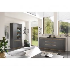 Loftscape Vitrine haute Accra - Anthracite / Imitation chêne -Meubles de salle à manger Soldes Magasin 1000348817 220506 021 MOOD DETAILS P000000001000348817 mood