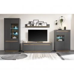 Loftscape Vitrine haute Accra - Anthracite / Imitation chêne -Meubles de salle à manger Soldes Magasin 1000348817 220506 022 MOOD DETAILS P000000001000348817 mood