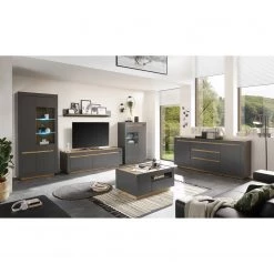 Loftscape Vitrine haute Accra - Anthracite / Imitation chêne -Meubles de salle à manger Soldes Magasin 1000348817 220506 023 MOOD DETAILS P000000001000348817 mood