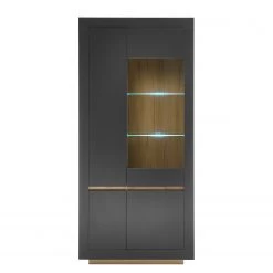 Loftscape Vitrine haute Accra - Anthracite / Imitation chêne -Meubles de salle à manger Soldes Magasin 1000348817 220506 030 DETAILS P000000001000348817