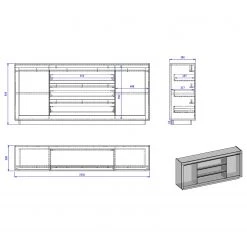 Loftscape Buffet Accra - Anthracite / Imitation chêne -Meubles de salle à manger Soldes Magasin 1000348819 220506 500 SKETCH DETAILS P000000001000348819 sketch