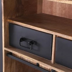 Red Living Buffet haut Toleos - Manguier brut massif / Fer - Manguier / Noir -Meubles de salle à manger Soldes Magasin 1000352069 220520 030 DETAILS P000000001000352069