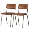 Ars manufacti Chaises de bar Blasdell (lot de 2) - Cuir véritable / Métal - Marron vintage/ Laiton vieilli