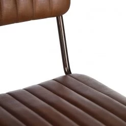 Ars manufacti Chaises de bar Blasdell (lot de 2) - Cuir véritable / Métal - Marron vintage/ Laiton vieilli -Meubles de salle à manger Soldes Magasin 1000352078 220520 030 DETAILS P000000001000352078