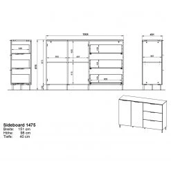 Germania Buffet California I - Graphite -Meubles de salle à manger Soldes Magasin 1000352104 220512 500 SKETCH DETAILS P000000001000352104 sketch