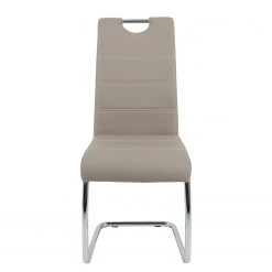 Loftscape Chaise cantilever La Paz - Imitation cuir / Métal - Chrome - Cappuccino - Lot de 4 -Meubles de salle à manger Soldes Magasin 1000352382 220610 040 DETAILS P000000001000352382