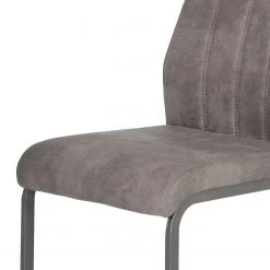 Loftscape Chaise cantilever Cotulla - Microfibre / Métal - Noir - Gris vintage - Lot de 4 -Meubles de salle à manger Soldes Magasin 1000352412 220610 081 DETAILS P000000001000352412