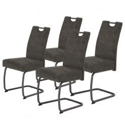 Loftscape Chaise cantilever Frenois - Microfibre / Acier - Anthracite - Lot de 4