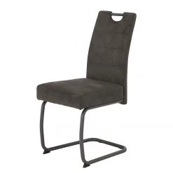 Loftscape Chaise cantilever Frenois - Microfibre / Acier - Anthracite - Lot de 4 -Meubles de salle à manger Soldes Magasin 1000352416 220610 030 DETAILS P000000001000352416