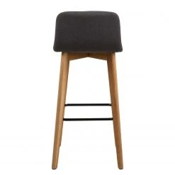 Loftscape Chaises de bar Alaric (lot de 2) - Tissu / Chêne massif / Métal - Gris / Chêne / Noir -Meubles de salle à manger Soldes Magasin 1000353343 220614 040 DETAILS P000000001000353343