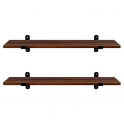 Red Living Tablettes murales Crossville II (lot 2) - Marron / Noir -Meubles de salle à manger Soldes Magasin 1000353409 220601 030 DETAILS P000000001000353409