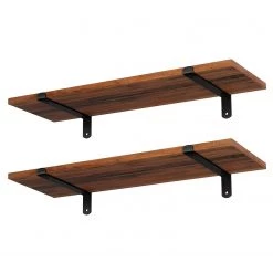 Red Living Tablettes murales Crossville II (lot 2) - Marron / Noir -Meubles de salle à manger Soldes Magasin 1000353409 220601 031 DETAILS P000000001000353409