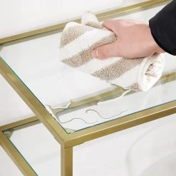 Red Living Étagère Poygan II - Verre / Métal - Doré -Meubles de salle à manger Soldes Magasin 1000353439 220601 031 DETAILS P000000001000353439