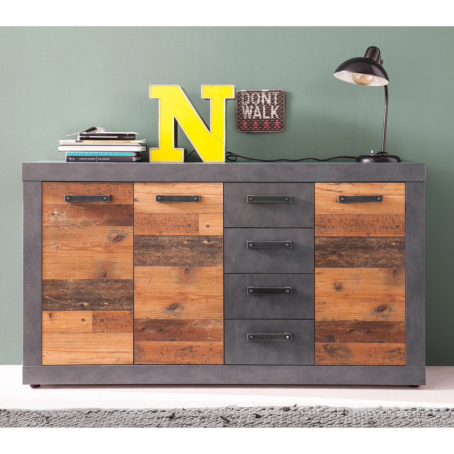 Trendteam Buffet Indy I - Imitation bois recyclé / Anthracite 3 Trendteam Buffet Indy I - Imitation bois recyclé / Anthracite – Image 3