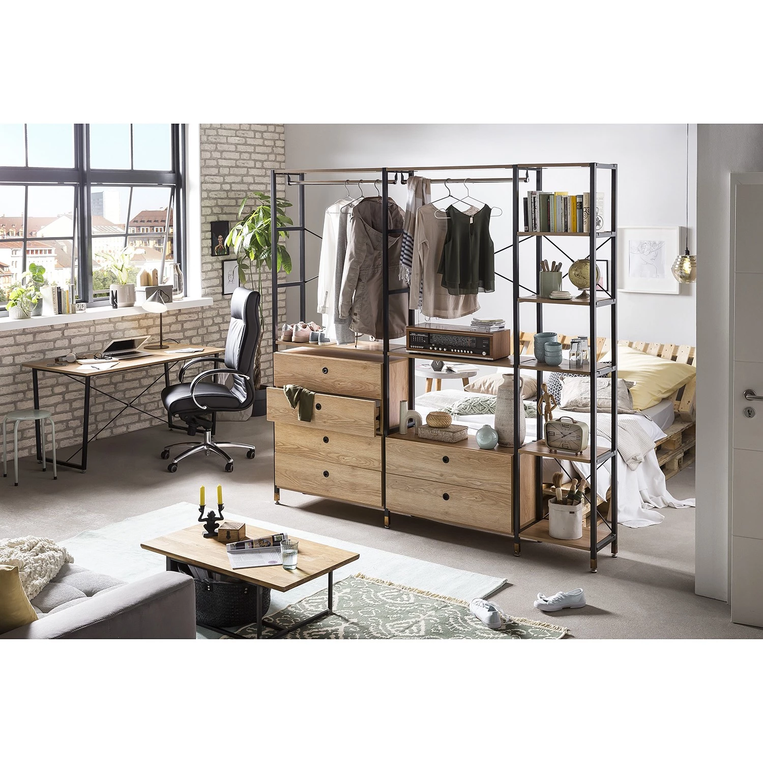 Red Living Étagère Ruoms I - Imitation acacia / Noir 2 Red Living Étagère Ruoms I - Imitation acacia / Noir – Image 2