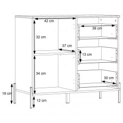 Loftscape Buffet Ozora - Blanc brillant / Blanc mat -Meubles de salle à manger Soldes Magasin 1000356695 220603 501 SKETCH DETAILS P000000001000356695 sketch