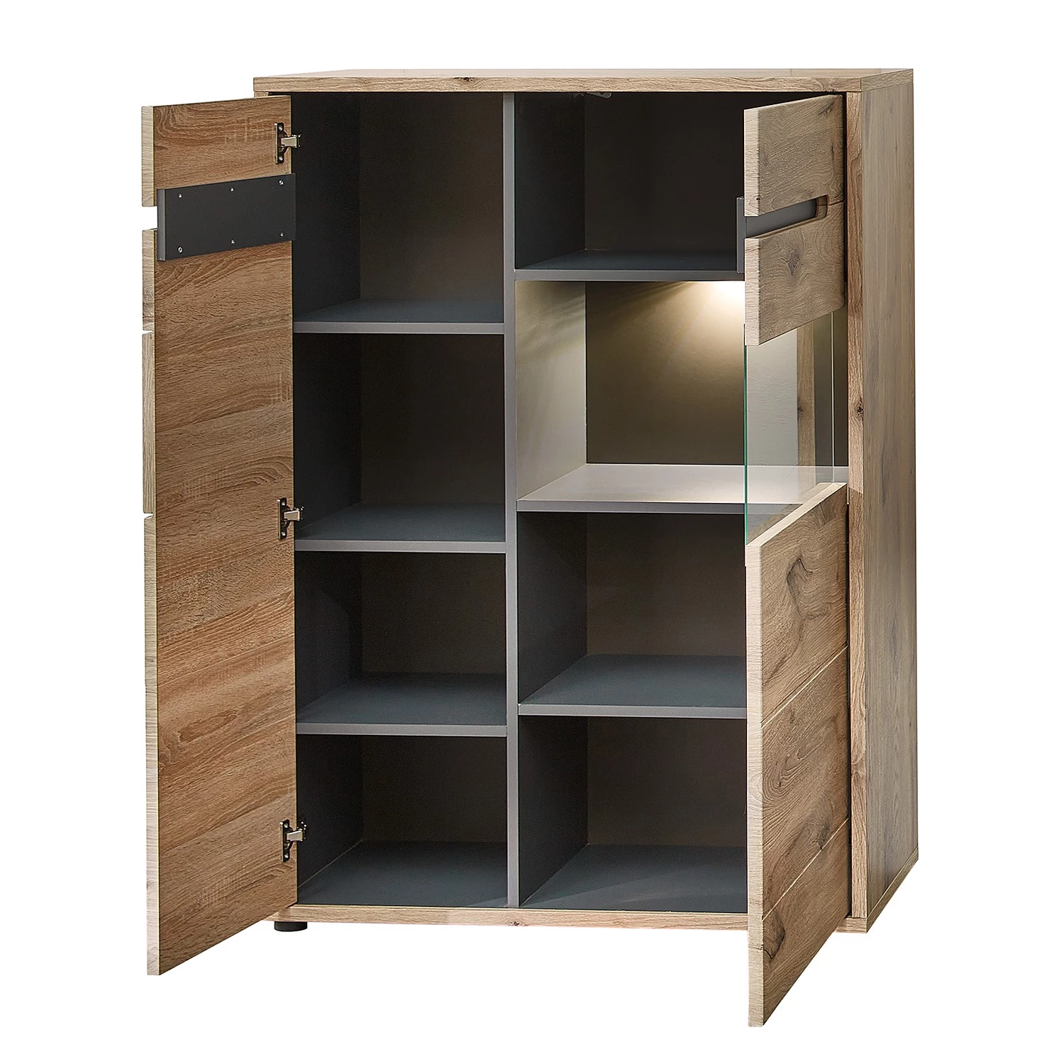 Loftscape Commode Tallard - Avec éclairage - Imitation chêne / Graphite 2 Loftscape Commode Tallard - Avec éclairage - Imitation chêne / Graphite – Image 2