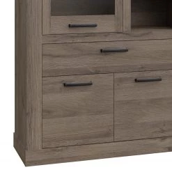 Loftscape Vitrine Temuco - Imitation chêne foncé -Meubles de salle à manger Soldes Magasin 1000358006 220616 051 DETAILS P000000001000358006