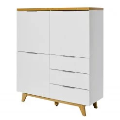Jahnke Buffet haut Libre 110 - Imitation duramen de chêne / Blanc