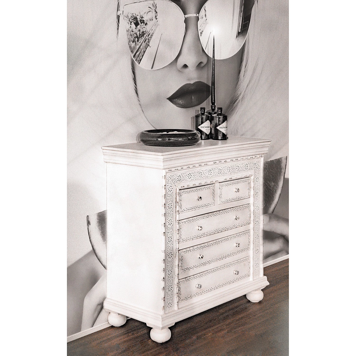 Ridgevalley Commode Missoula - Manguier massif - Blanc vintage 2 Ridgevalley Commode Missoula - Manguier massif - Blanc vintage – Image 2