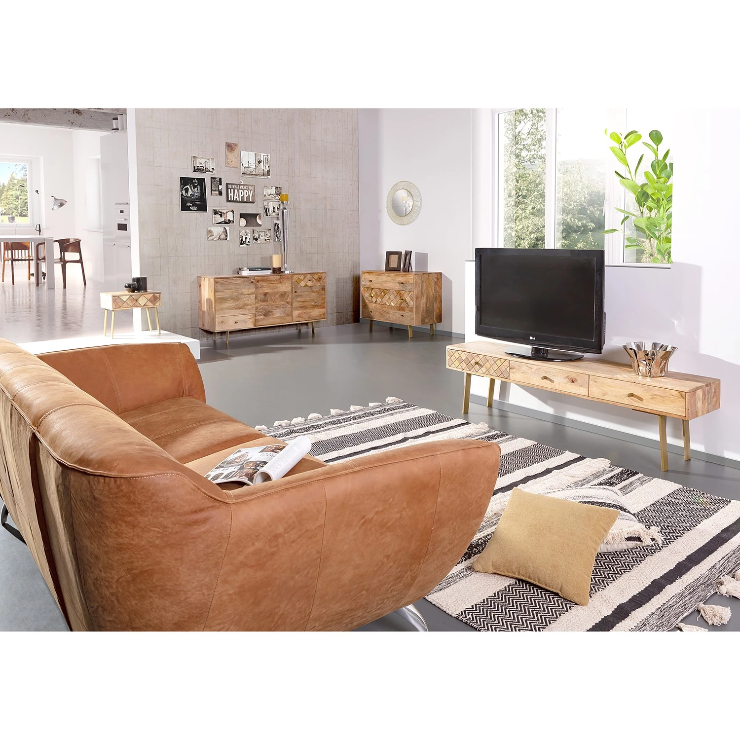 Naturoo Commode Yearby - Manguier massif - Manguier / Doré 2 Naturoo Commode Yearby - Manguier massif - Manguier / Doré – Image 2