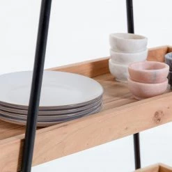 Red Living Étagère Beitbridge I - Acacia massif / Métal - Acacia / Noir -Meubles de salle à manger Soldes Magasin 1000363959 220714 045 DETAILS P000000001000363959