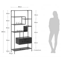 Loftscape Étagère Blackrod - Métal - Noir -Meubles de salle à manger Soldes Magasin 1000363964 220714 500 SKETCH DETAILS P000000001000363964 sketch