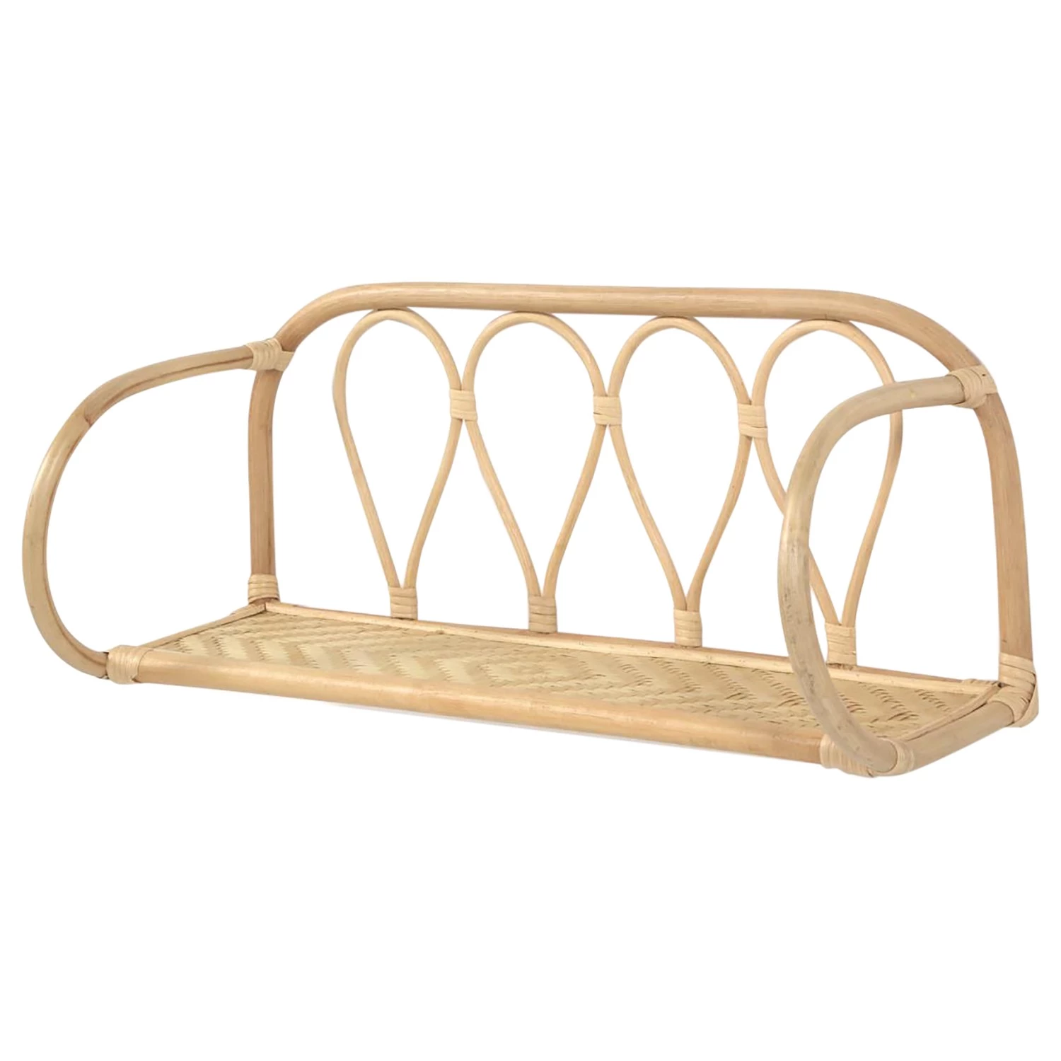 Naturoo Étagère murale Mansa - Étagère : rotin<br>Structure : bambou massif verni 1 Naturoo Étagère murale Mansa - Étagère : rotin<br>Structure : bambou massif verni