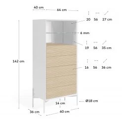 Norrwood Buffet haut Maredale - Partiellement en frêne massif - Frêne / Blanc -Meubles de salle à manger Soldes Magasin 1000363992 220714 500 SKETCH DETAILS P000000001000363992 sketch