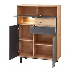 Fashion For Home Buffet haut Leox - Avec éclairage inclus - Graphite / Imitation chêne artisan -Meubles de salle à manger Soldes Magasin 1000364262 220719 035 DETAILS P000000001000364262