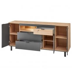 Fashion For Home Buffet Leox - Avec éclairage inclus - Graphite / Imitation chêne artisan 7 Fashion For Home Buffet Leox - Avec éclairage inclus - Graphite / Imitation chêne artisan -Meubles de salle à manger Soldes Magasin 1000364263 220719 040 DETAILS P000000001000364263