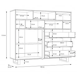 Red Living Buffet Trylith II - Imitation chêne rustique / Noir -Meubles de salle à manger Soldes Magasin 1000364623 220719 501 SKETCH DETAILS P000000001000364623 sketch