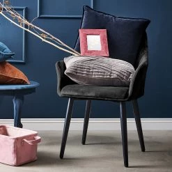 Butlers Chaise VELVET - Acier inoxydable / Velours - Gris -Meubles de salle à manger Soldes Magasin 1000365669 220728 021 MOOD DETAILS P000000001000365669 mood