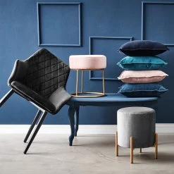 Butlers Chaise VELVET - Acier inoxydable / Velours - Gris -Meubles de salle à manger Soldes Magasin 1000365669 220728 022 MOOD DETAILS P000000001000365669 mood