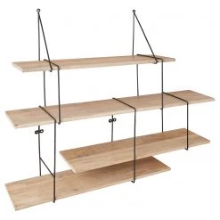 Butlers Étagère murale LIMBO - Chêne massif / Aluminium - Noir / Naturel -Meubles de salle à manger Soldes Magasin 1000365681 220728 041 DETAILS P000000001000365681