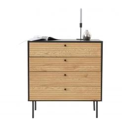 Butlers Commode MODERNIST - Placage chêne / Aluminium - Noir / Naturel -Meubles de salle à manger Soldes Magasin 1000365695 220728 040 DETAILS P000000001000365695