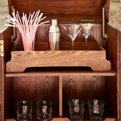 Butlers Valise bar HEMINGWAY - Cuir aniline / Frêne massif - Brun foncé -Meubles de salle à manger Soldes Magasin 1000365699 220728 021 MOOD DETAILS P000000001000365699 mood