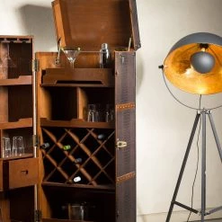 Butlers Valise bar HEMINGWAY - Cuir aniline / Frêne massif - Brun foncé -Meubles de salle à manger Soldes Magasin 1000365699 220728 022 MOOD DETAILS P000000001000365699 mood