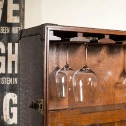 Butlers Valise bar HEMINGWAY - Cuir aniline / Frêne massif - Brun foncé -Meubles de salle à manger Soldes Magasin 1000365699 220728 023 MOOD DETAILS P000000001000365699 mood