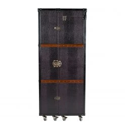 Butlers Valise bar HEMINGWAY - Cuir aniline / Frêne massif - Brun foncé -Meubles de salle à manger Soldes Magasin 1000365699 220728 040 DETAILS P000000001000365699