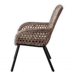 Ars manufacti Chaise Hawea (avec coussin d'assise) - Rotin / Metall - Rotin / Noir -Meubles de salle à manger Soldes Magasin armlehnenstuhl hawea rattan akazie massiv 4339452