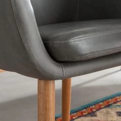 Mørteens Chaises à accoudoirs Nicholas - Cuir synthétique Aken: Gris clair vintage - 1 chaise -Meubles de salle à manger Soldes Magasin armlehnenstuhl nicholas i kunstleder hellgrau 3784848