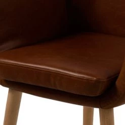 Mørteens Chaises à accoudoirs Nicholas - Cuir synthétique Aken: Marron vintage - 1 chaise -Meubles de salle à manger Soldes Magasin armlehnenstuhl nicholas i kunstleder schokolade 3784756