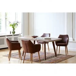Mørteens Chaises à accoudoirs Nicholas - Cuir synthétique Aken: Marron vintage - 1 chaise -Meubles de salle à manger Soldes Magasin armlehnenstuhl nicholas i kunstleder vintage braun 3784768