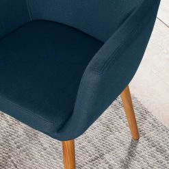 Mørteens Chaises à accoudoirs Nicholas - Tissu Cors: Bleu jean - 1 chaise -Meubles de salle à manger Soldes Magasin armlehnenstuhl nicholas ii webstoff eiche massiv jeansblau 5125384