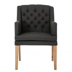 Maison Belfort Chaise à accoudoirs Austin - Tissu Kyra: Gris foncé -Meubles de salle à manger Soldes Magasin armlehnstuhl austin webstoff eiche massiv dunkelgrau 4191732